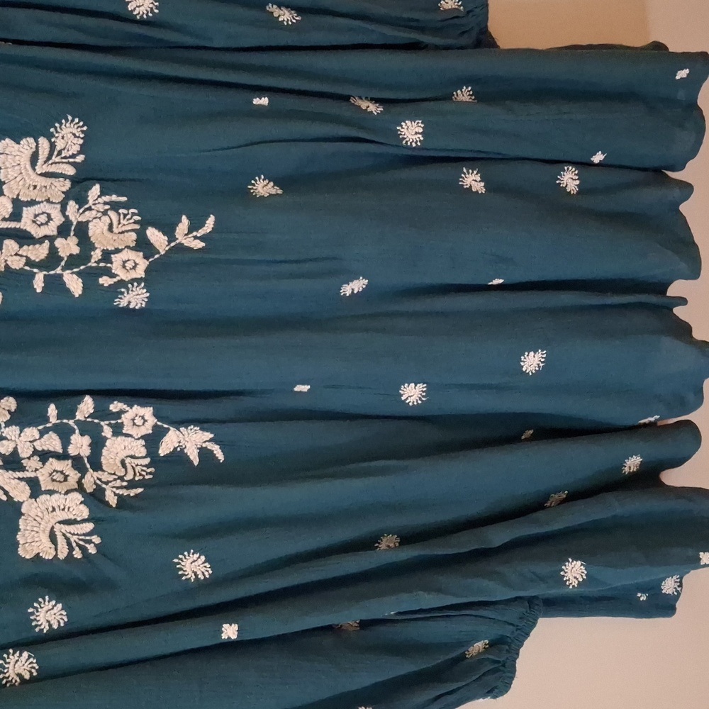Free People Teal Floral Embroidered Tunic - Picture 4 of 9